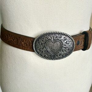 Justin Boots Brown Belt with Silver Buckle